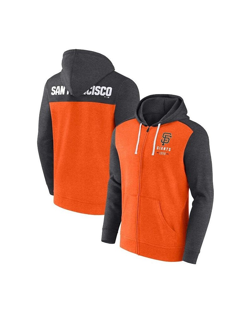 Men's Branded Heathered Charcoal, Heathered Orange San Francisco Giants Blown Away Full-Zip Hoodie $40.00 Sweatshirt