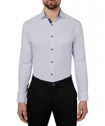 Men's Slim-Fit Non-Iron Performance Stretch Dot-Print Dress Shirt White $21.89 Dress Shirts