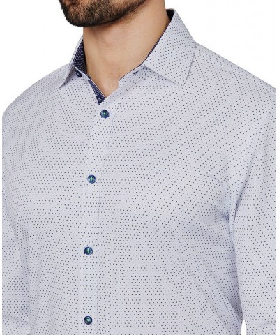 Men's Slim-Fit Non-Iron Performance Stretch Dot-Print Dress Shirt White $21.89 Dress Shirts