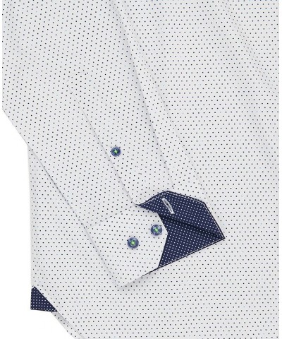 Men's Slim-Fit Non-Iron Performance Stretch Dot-Print Dress Shirt White $21.89 Dress Shirts