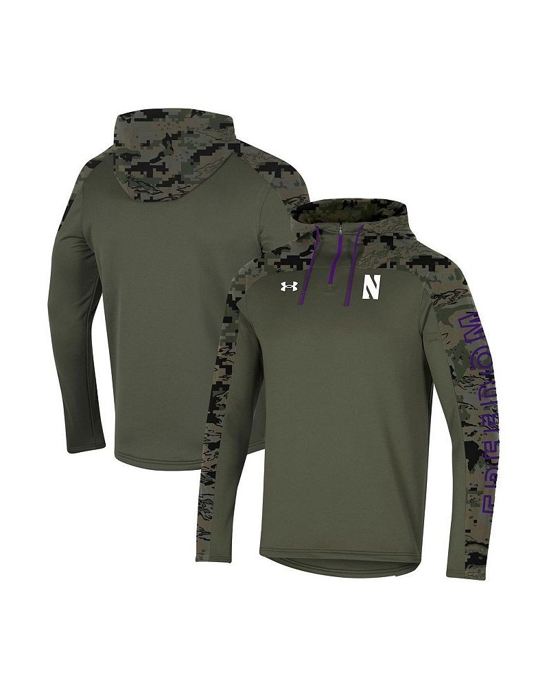 Men's Olive Northwestern Wildcats Freedom Quarter-Zip Pullover Hoodie $56.40 Sweatshirt