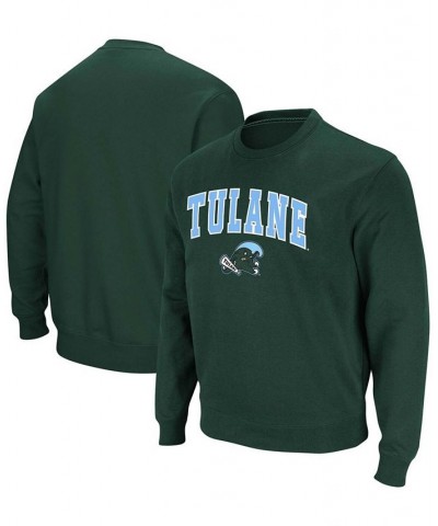 Men's Green Tulane Green Wave Arch Logo Tackle Twill Pullover Sweatshirt $35.39 Sweatshirt