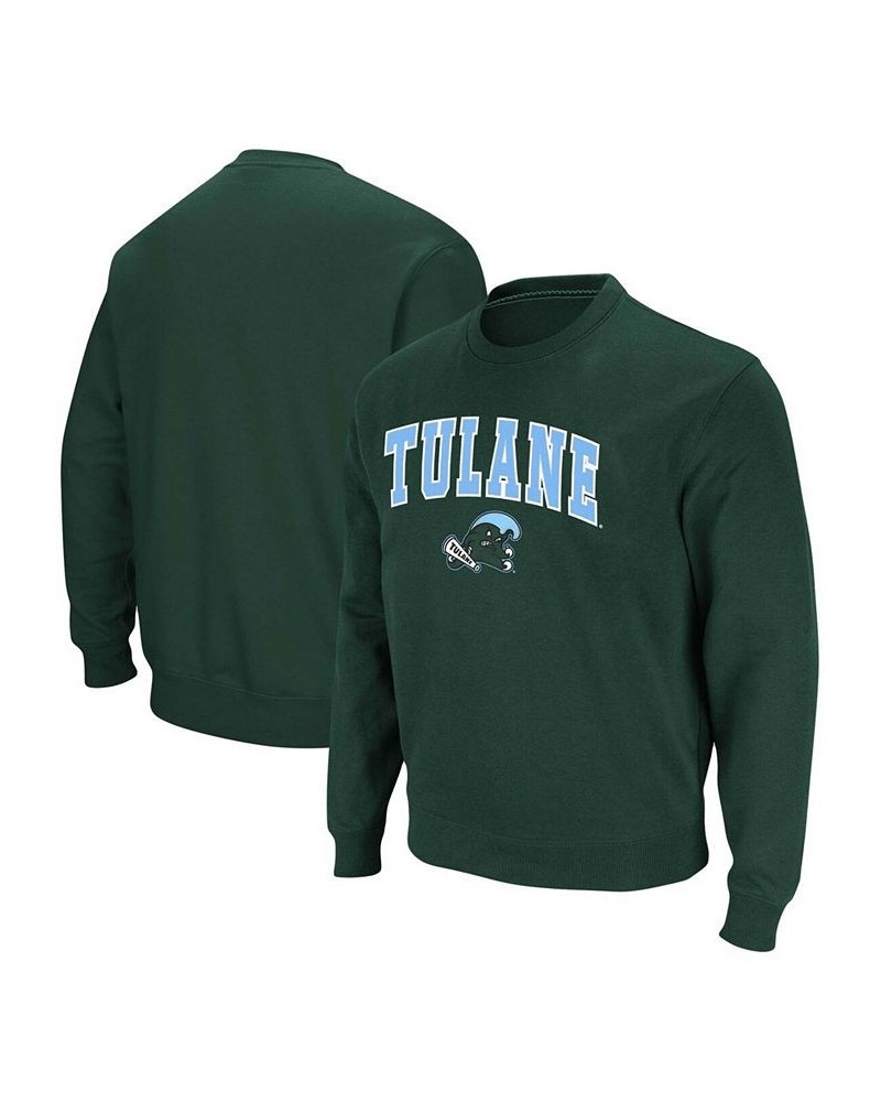 Men's Green Tulane Green Wave Arch Logo Tackle Twill Pullover Sweatshirt $35.39 Sweatshirt