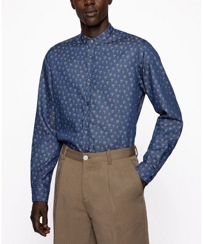 BOSS Men's Regular-Fit Shirt Blue $34.74 Shirts