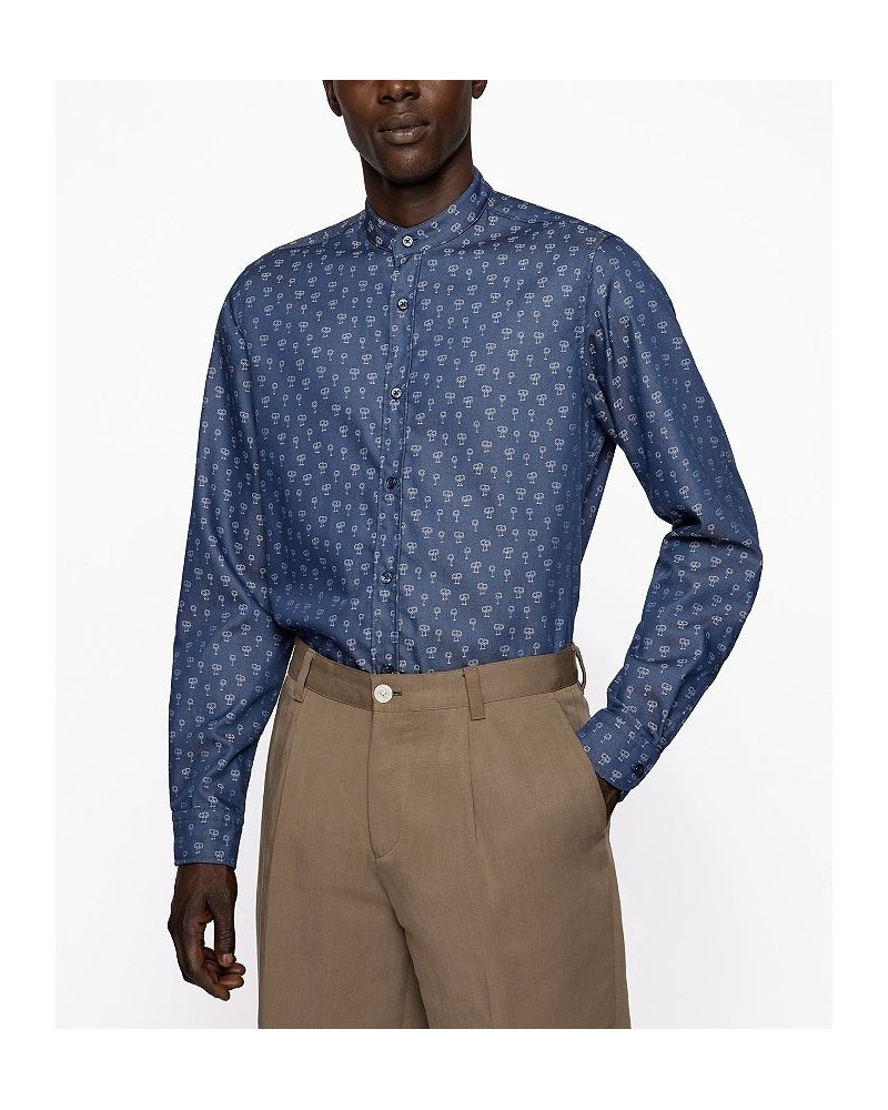 BOSS Men's Regular-Fit Shirt Blue $34.74 Shirts