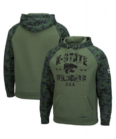 Men's Olive, Camo Kansas State Wildcats OHT Military-Inspired Appreciation Raglan Pullover Hoodie $26.10 Sweatshirt