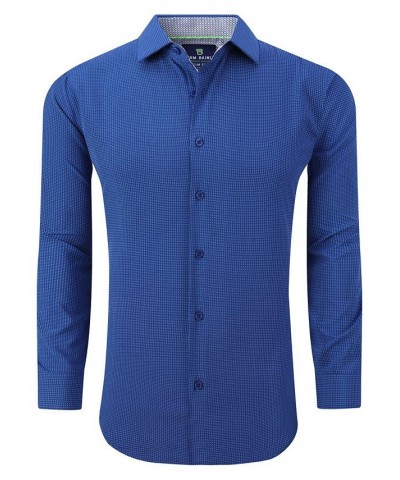 Men's Slim Fit Performance Long Sleeve Geometric Dress Shirt Navy Geo $18.90 Dress Shirts