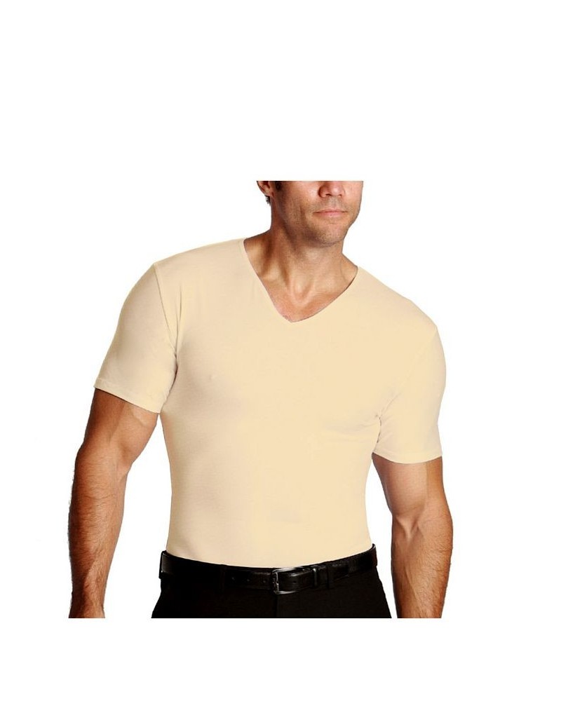 Men's Big & Tall Insta Slim Compression Short Sleeve V-Neck T-Shirt Tan/Beige $47.91 Undershirt