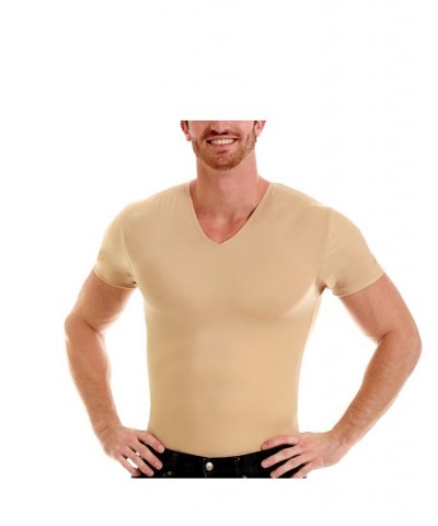 Men's Big & Tall Insta Slim Compression Short Sleeve V-Neck T-Shirt Tan/Beige $47.91 Undershirt