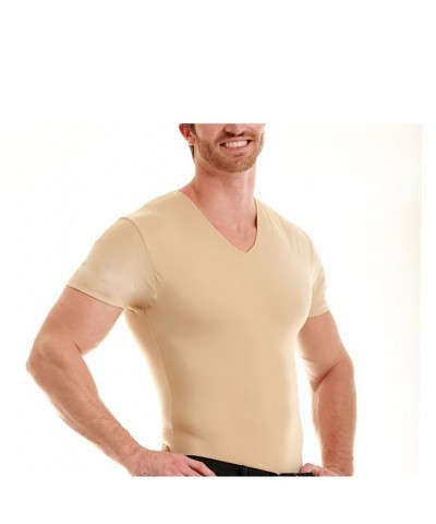 Men's Big & Tall Insta Slim Compression Short Sleeve V-Neck T-Shirt Tan/Beige $47.91 Undershirt