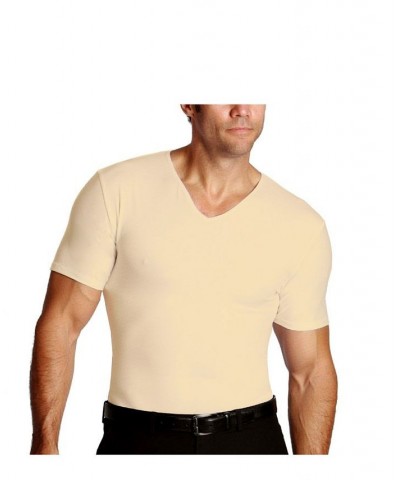 Men's Big & Tall Insta Slim Compression Short Sleeve V-Neck T-Shirt Tan/Beige $47.91 Undershirt