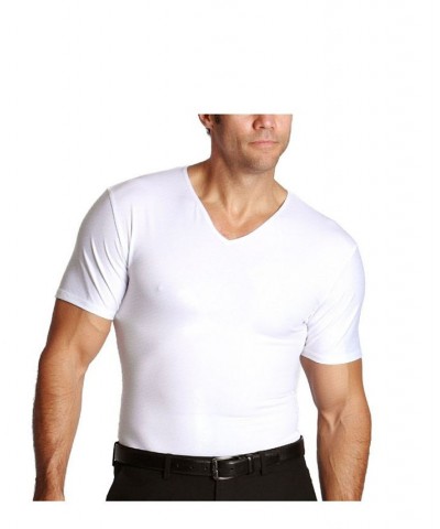 Men's Big & Tall Insta Slim Compression Short Sleeve V-Neck T-Shirt Tan/Beige $47.91 Undershirt