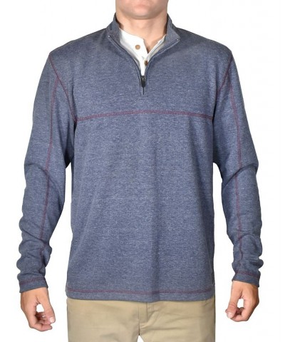 Men's Stretch Quarter-Zip Long-Sleeve Topstitched Sweater PD08 $42.07 Sweaters