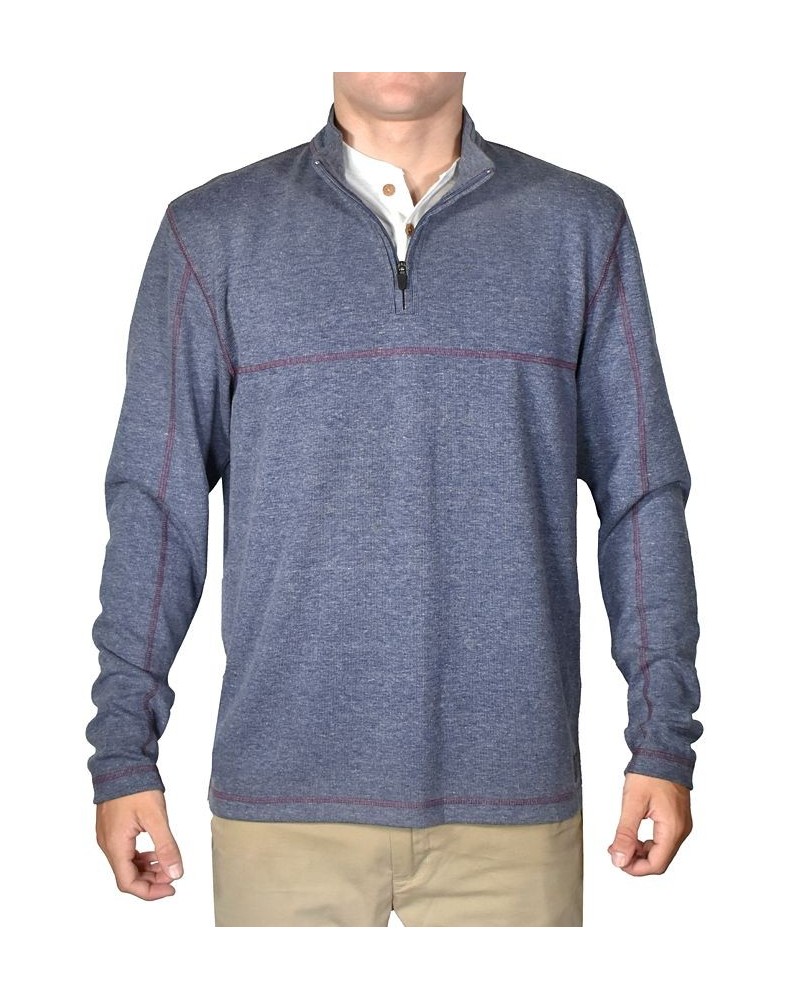 Men's Stretch Quarter-Zip Long-Sleeve Topstitched Sweater PD08 $42.07 Sweaters