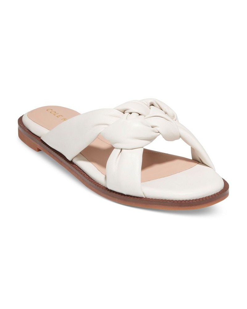 Women's Anica Lux Braided Slide Flat Sandals White $72.00 Shoes