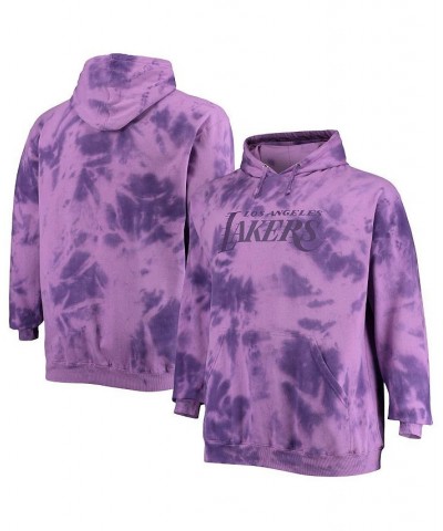 Men's Branded Purple Los Angeles Lakers Big and Tall Wordmark Cloud-Dye Pullover Hoodie $27.72 Sweatshirt