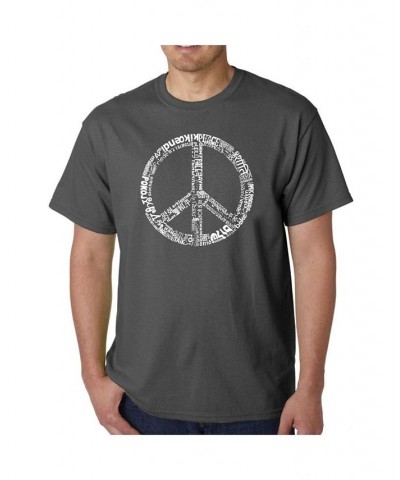 Mens Word Art T-Shirt - Peace Sign in 77 Languages Gray $22.50 T-Shirts