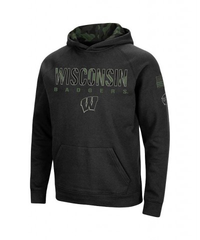 Men's Black Wisconsin Badgers Big and Tall OHT Military-Inspired Appreciation Raglan Pullover Hoodie $43.34 Sweatshirt