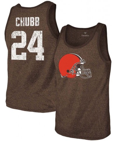 Men's Nick Chubb Heathered Brown Cleveland Browns Name Number Tri-Blend Tank Top $30.23 T-Shirts