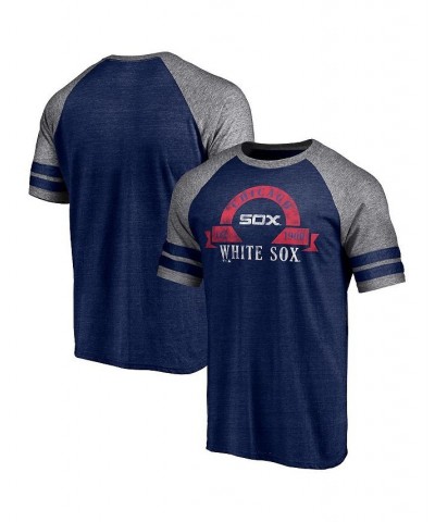 Men's Branded Heather Navy Chicago White Sox Utility Two-Stripe Raglan Tri-Blend T-shirt $25.19 T-Shirts