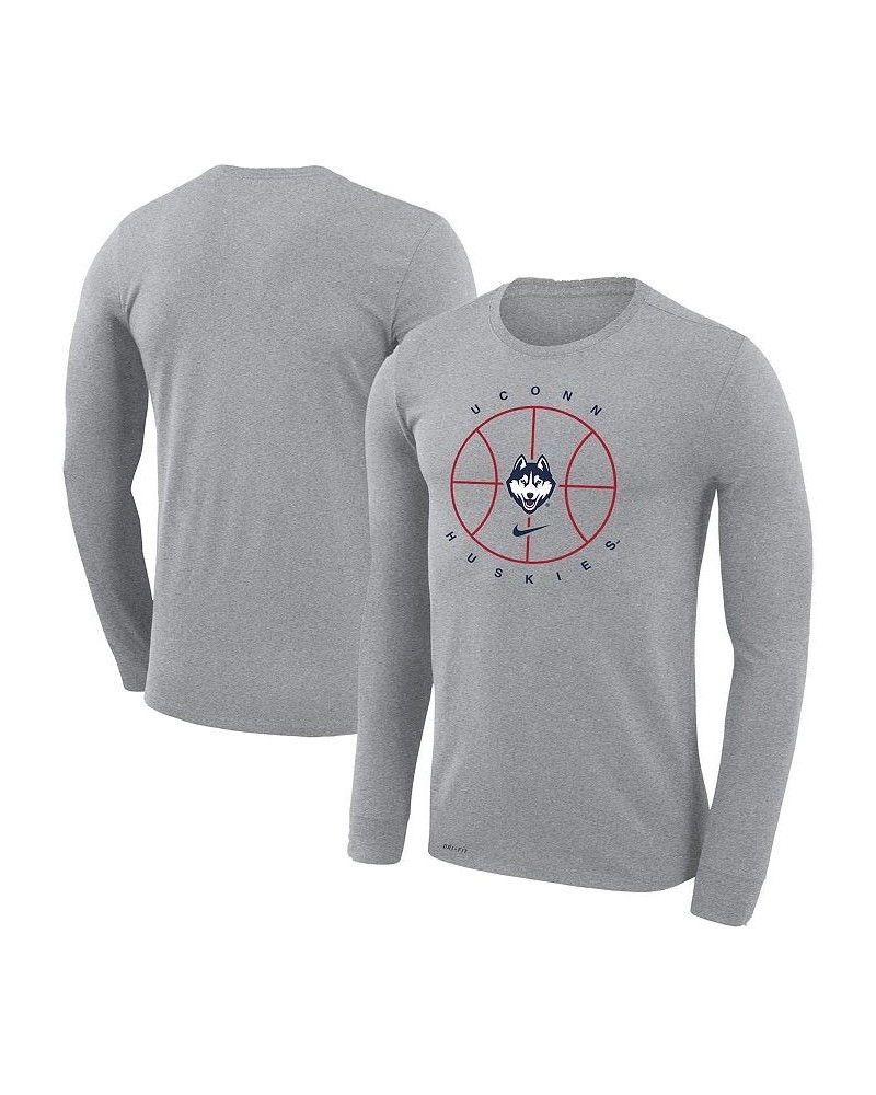 Men's Heathered Gray UConn Huskies Basketball Icon Legend Performance Long Sleeve T-shirt $24.20 T-Shirts