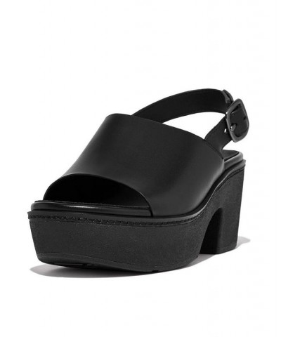 Women's Pilar Leather Back Strap Platform Sandals Gray $54.40 Shoes