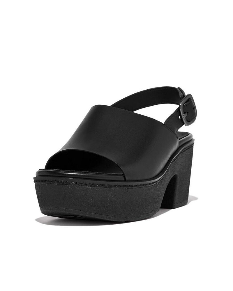 Women's Pilar Leather Back Strap Platform Sandals Gray $54.40 Shoes