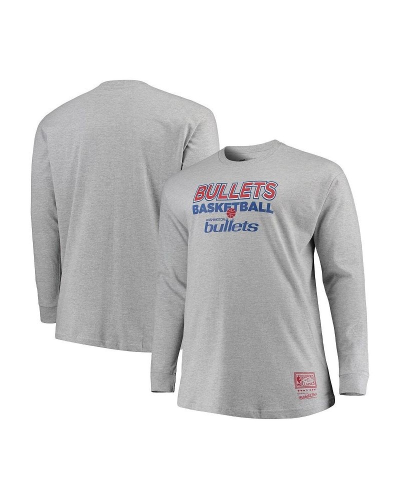 Men's Washington Bullets Hometown Classics Big and Tall Thowback Logo Long Sleeve T-shirt - Heathered Gray $25.99 T-Shirts