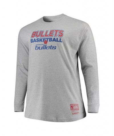 Men's Washington Bullets Hometown Classics Big and Tall Thowback Logo Long Sleeve T-shirt - Heathered Gray $25.99 T-Shirts