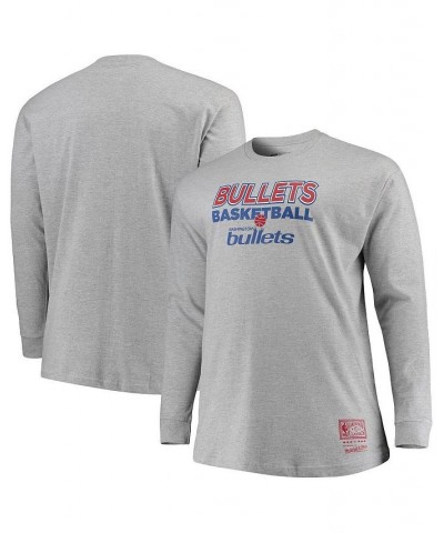 Men's Washington Bullets Hometown Classics Big and Tall Thowback Logo Long Sleeve T-shirt - Heathered Gray $25.99 T-Shirts