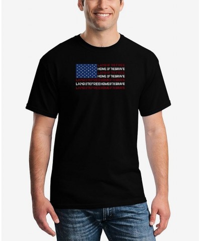 Men's Land of the Free American Flag Word Art Short Sleeve T-shirt Black $20.64 T-Shirts