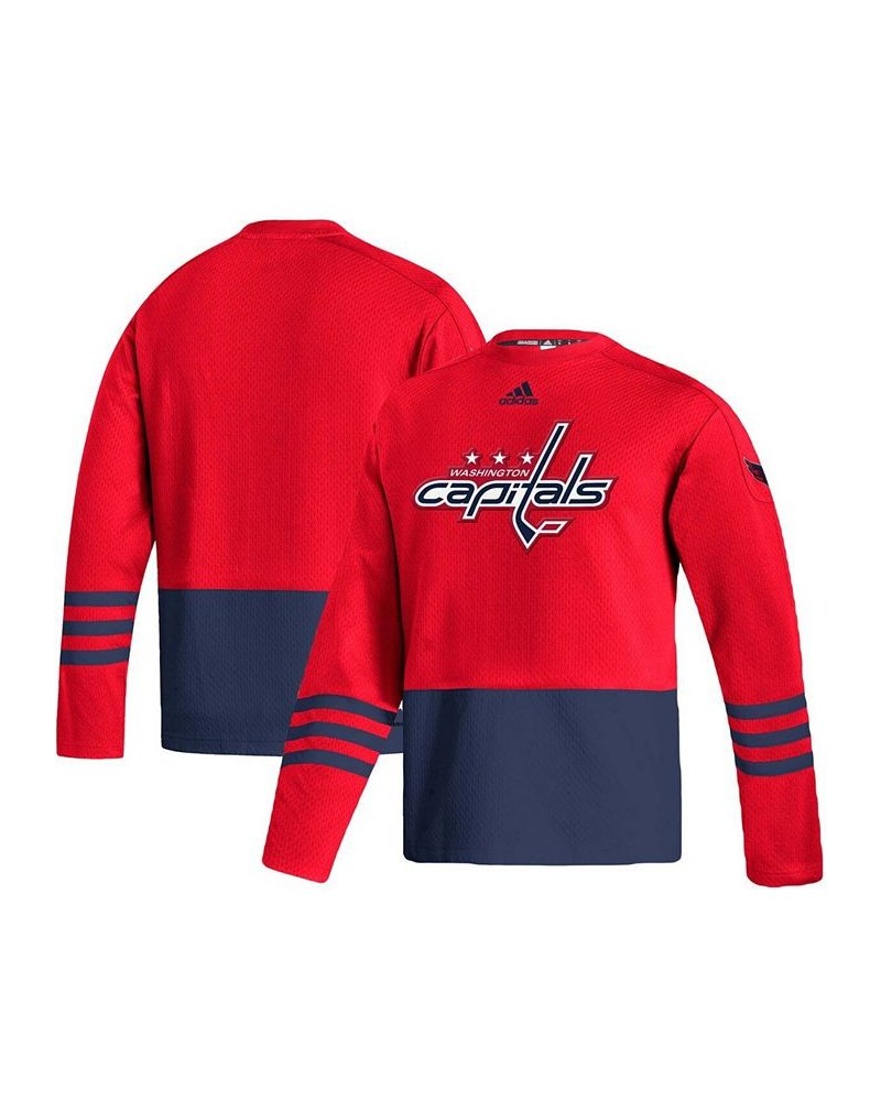 Men's Red Washington Capitals Logo Aeroready Pullover Sweater $54.88 Sweaters