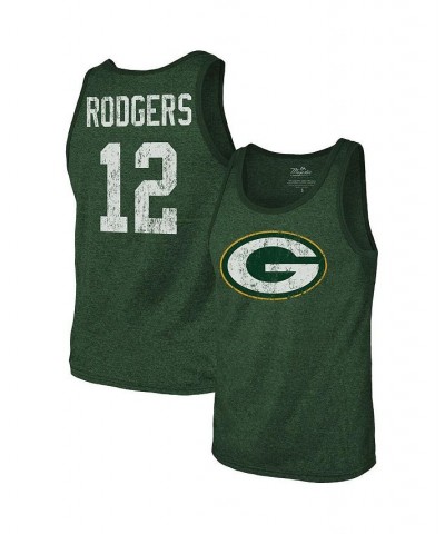 Men's Threads Aaron Rodgers Green Green Bay Packers Name & Number Tri-Blend Tank Top $29.15 T-Shirts