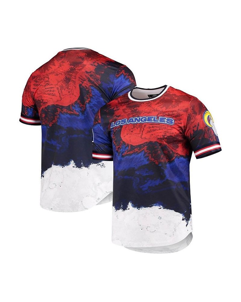 Men's Navy, Red Los Angeles Rams Americana Dip-Dye T-shirt $37.44 T-Shirts