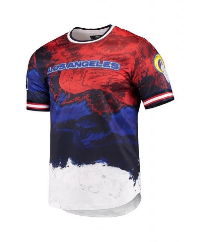 Men's Navy, Red Los Angeles Rams Americana Dip-Dye T-shirt $37.44 T-Shirts